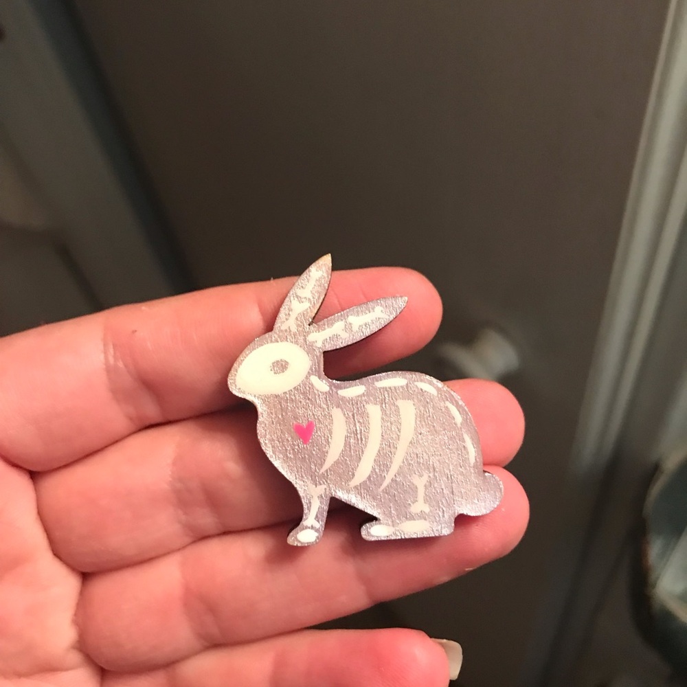 Set of 3 skeleton B U N N I E S pins